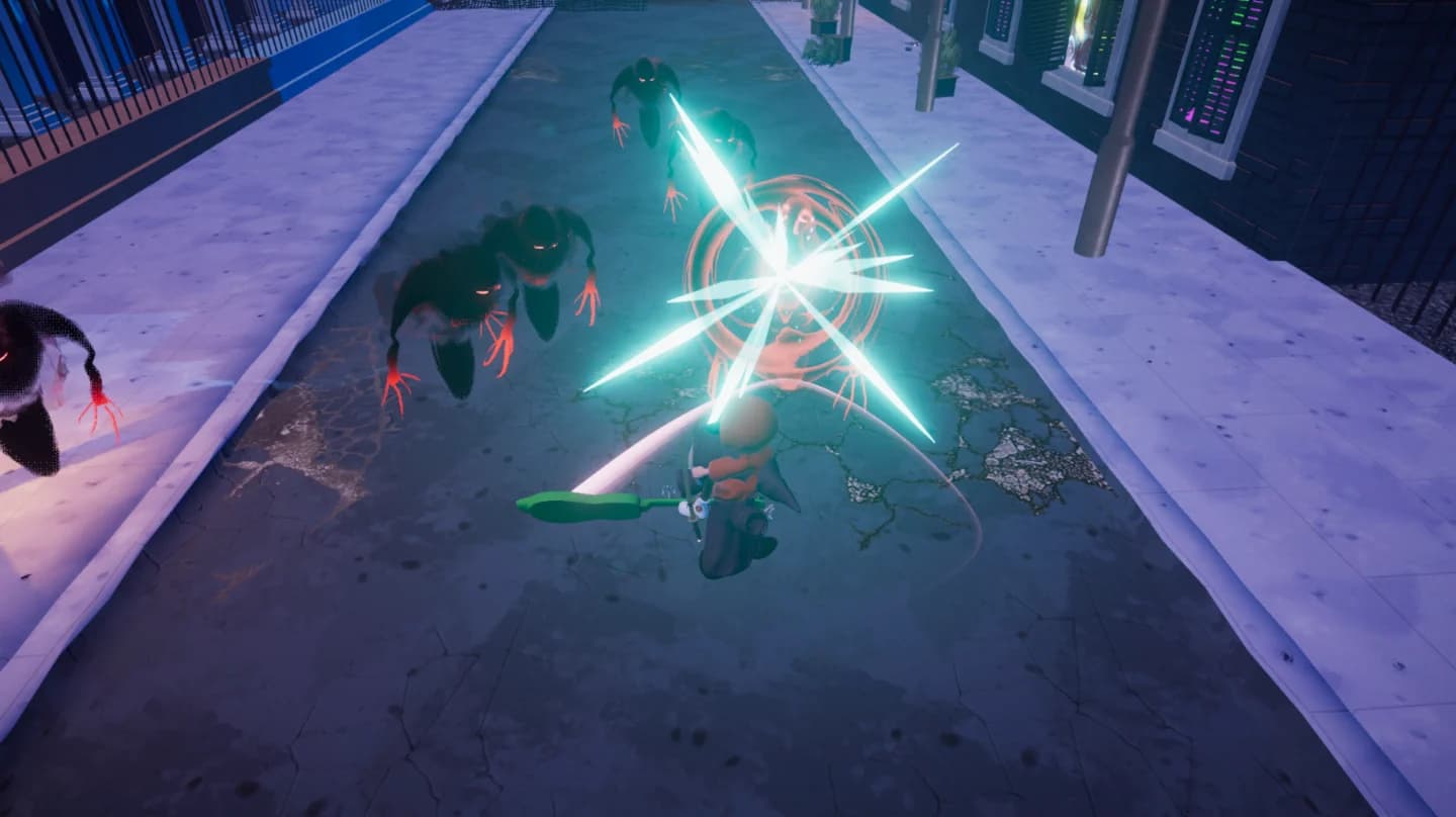 Haru casts a bright musical spell during combat.